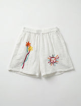 FROCKS Embroidered Cotton Shorts White