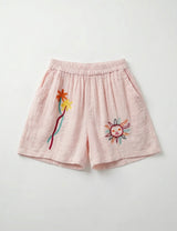 FROCKS Embroidered Cotton Shorts Pink