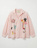 FROCKS Embroidered Cotton Shirt Pink