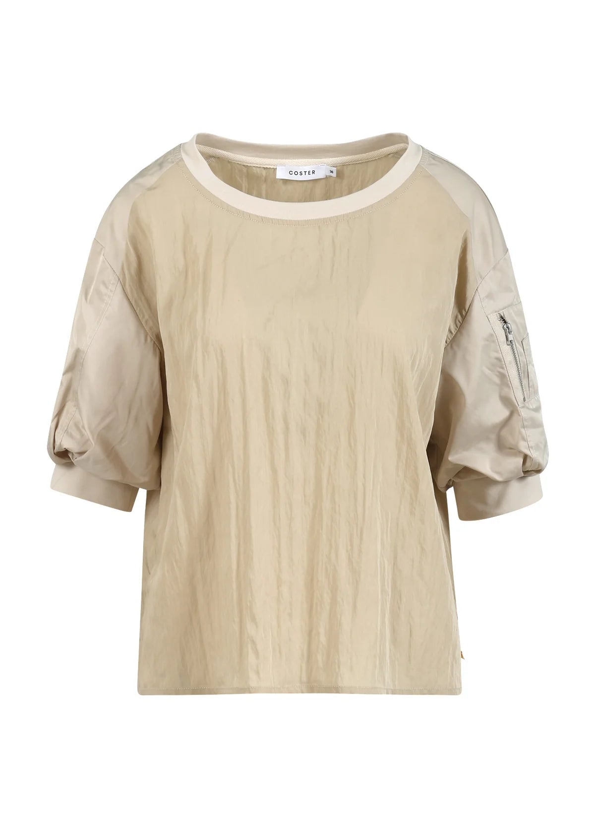 Coster Copenhagen Nylon Top with Bomber Sleeves Desert Sand