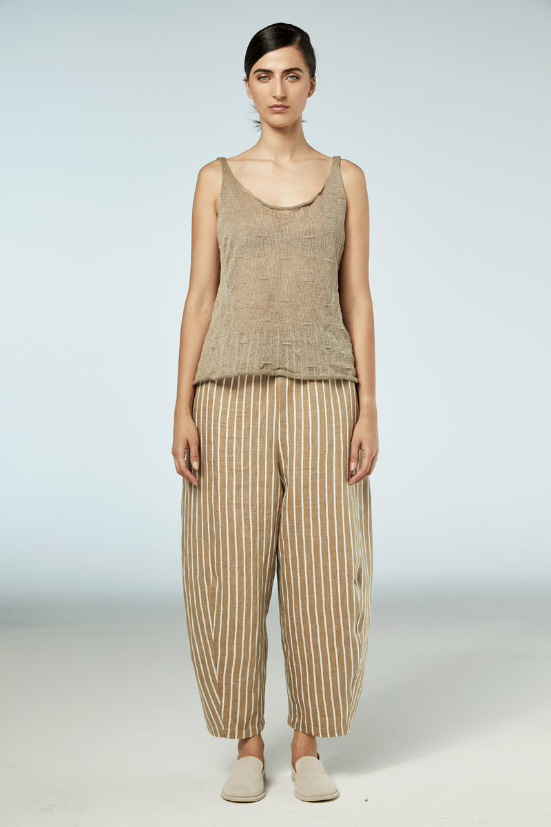 NEIRAMI Linen Stripe Pants Summer Sand