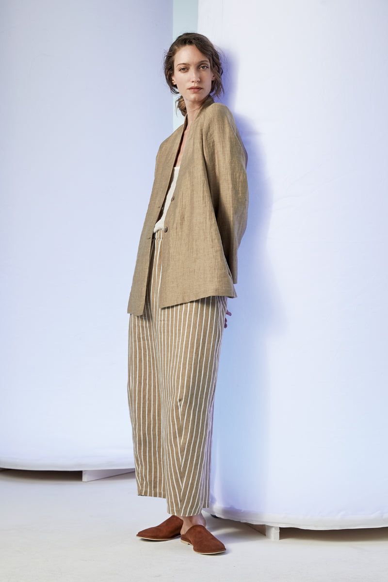 NEIRAMI Linen Stripe Pants Summer Sand