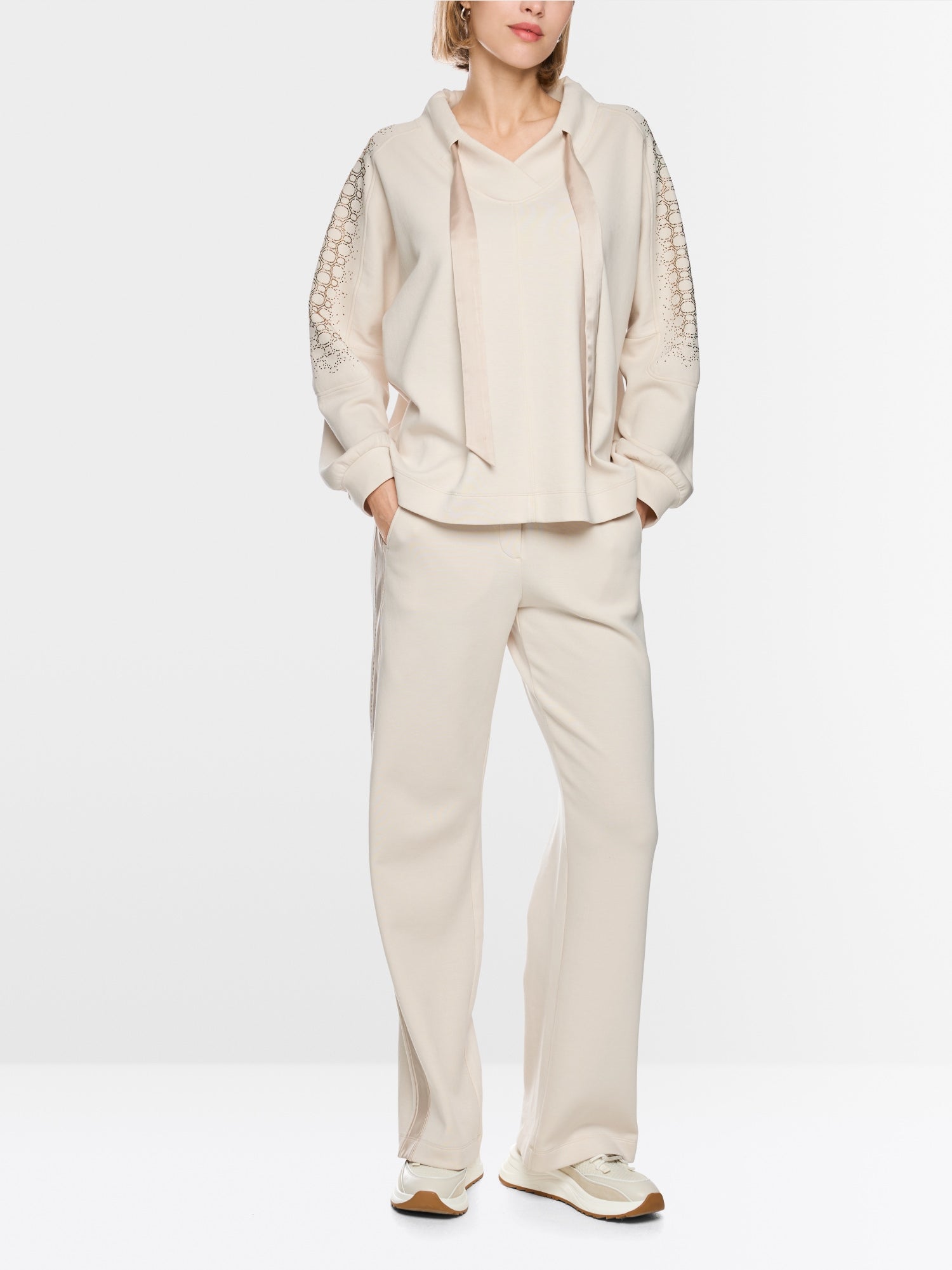 Marc Cain Sports Oversized Sweatshirt with Hotfix Stones Smoke BS44.01J28