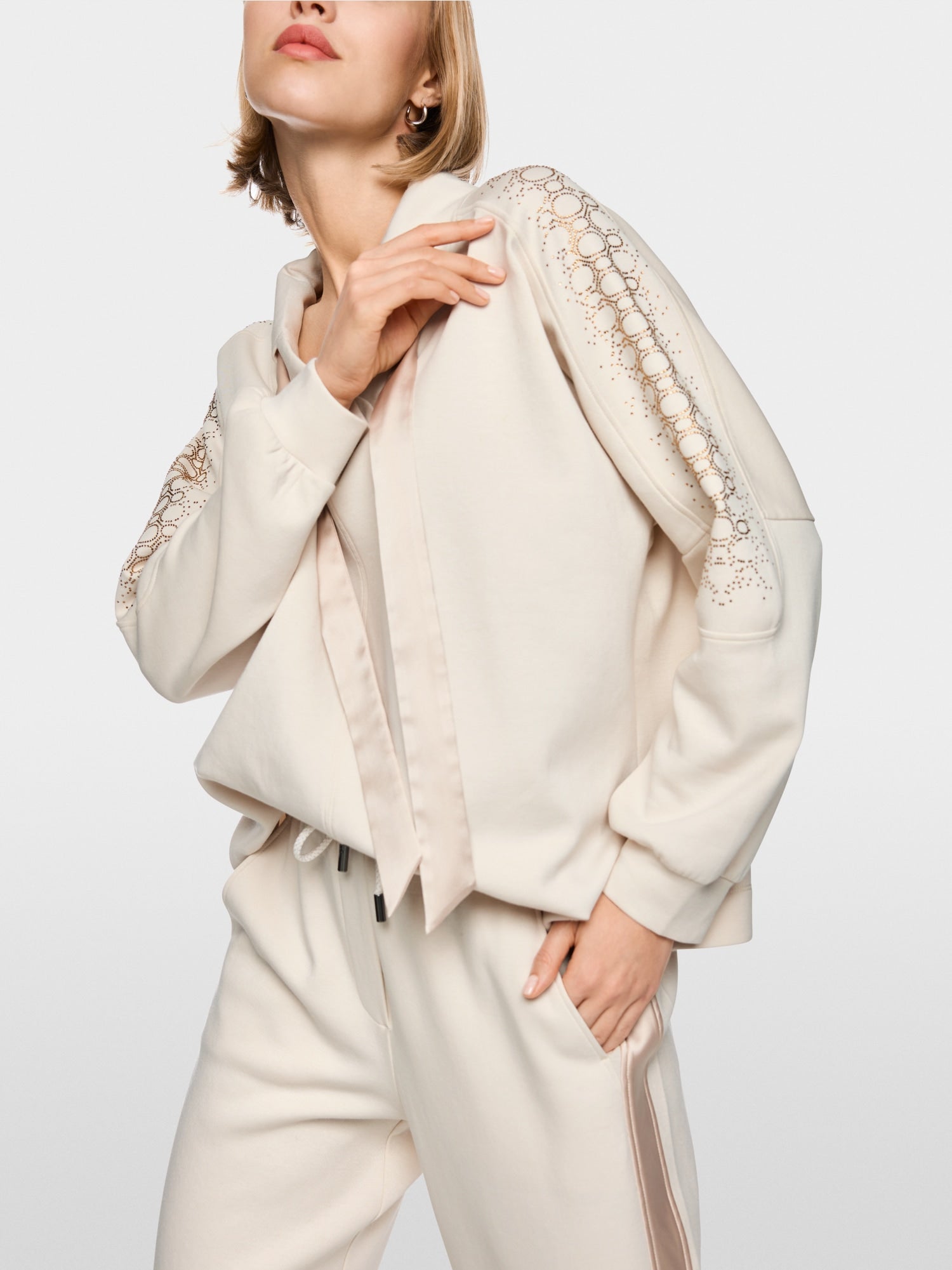 Marc Cain Sports Oversized Sweatshirt with Hotfix Stones Smoke BS44.01J28