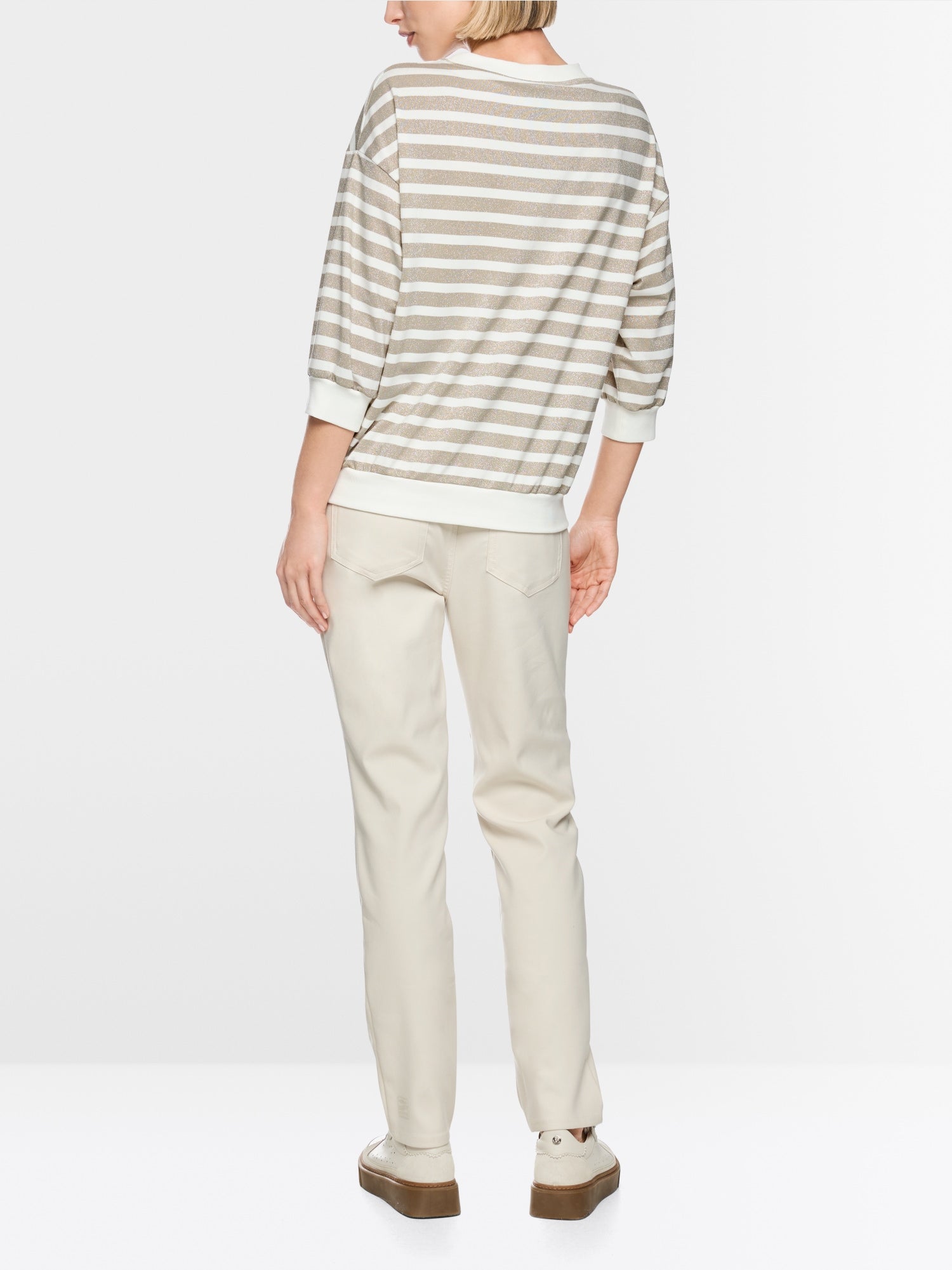 Marc Cain Sports Shirt with Lurex Stripes Champagne Gold BS48.06J01