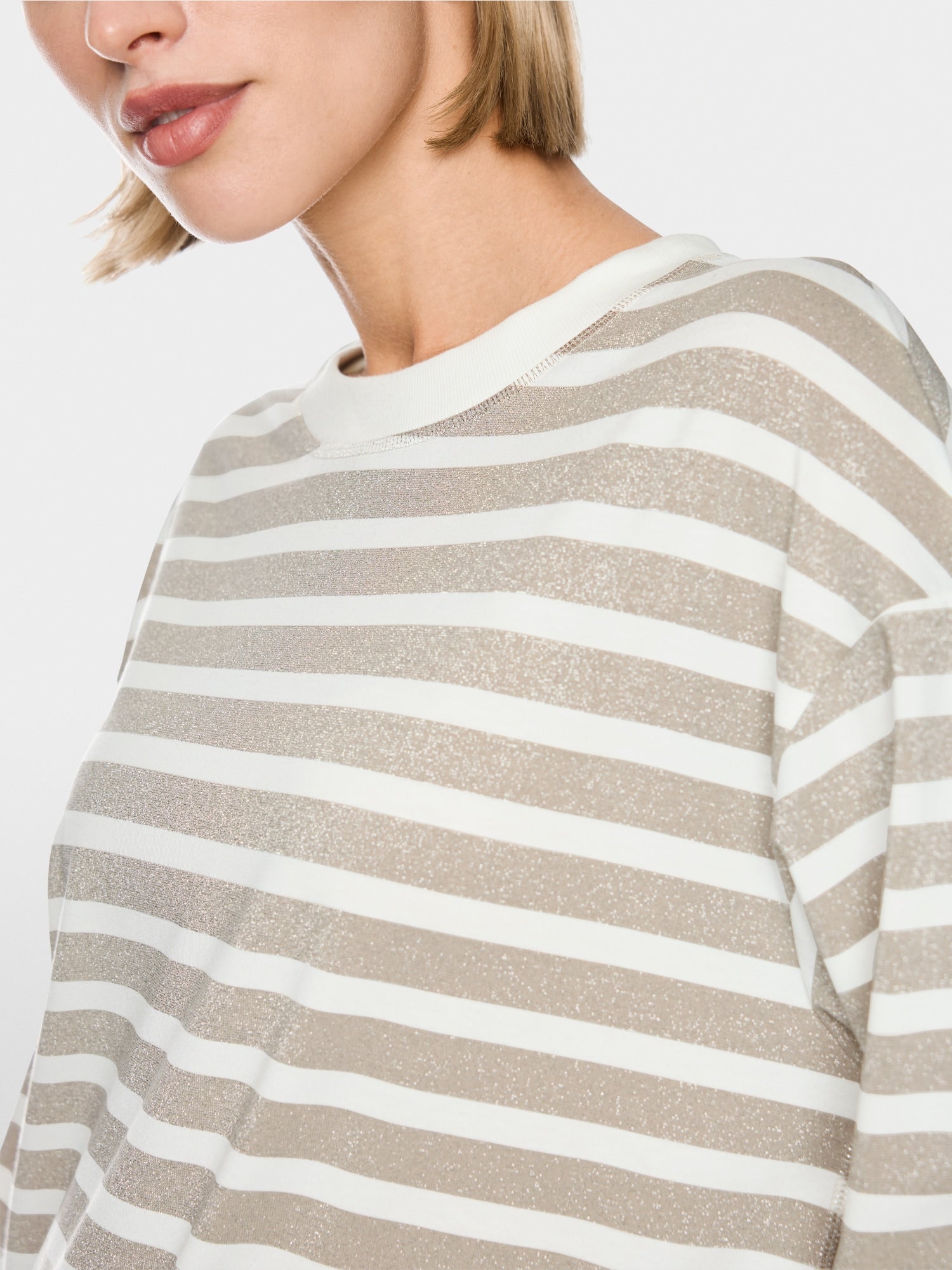 Marc Cain Sports Shirt with Lurex Stripes Champagne Gold BS48.06J01