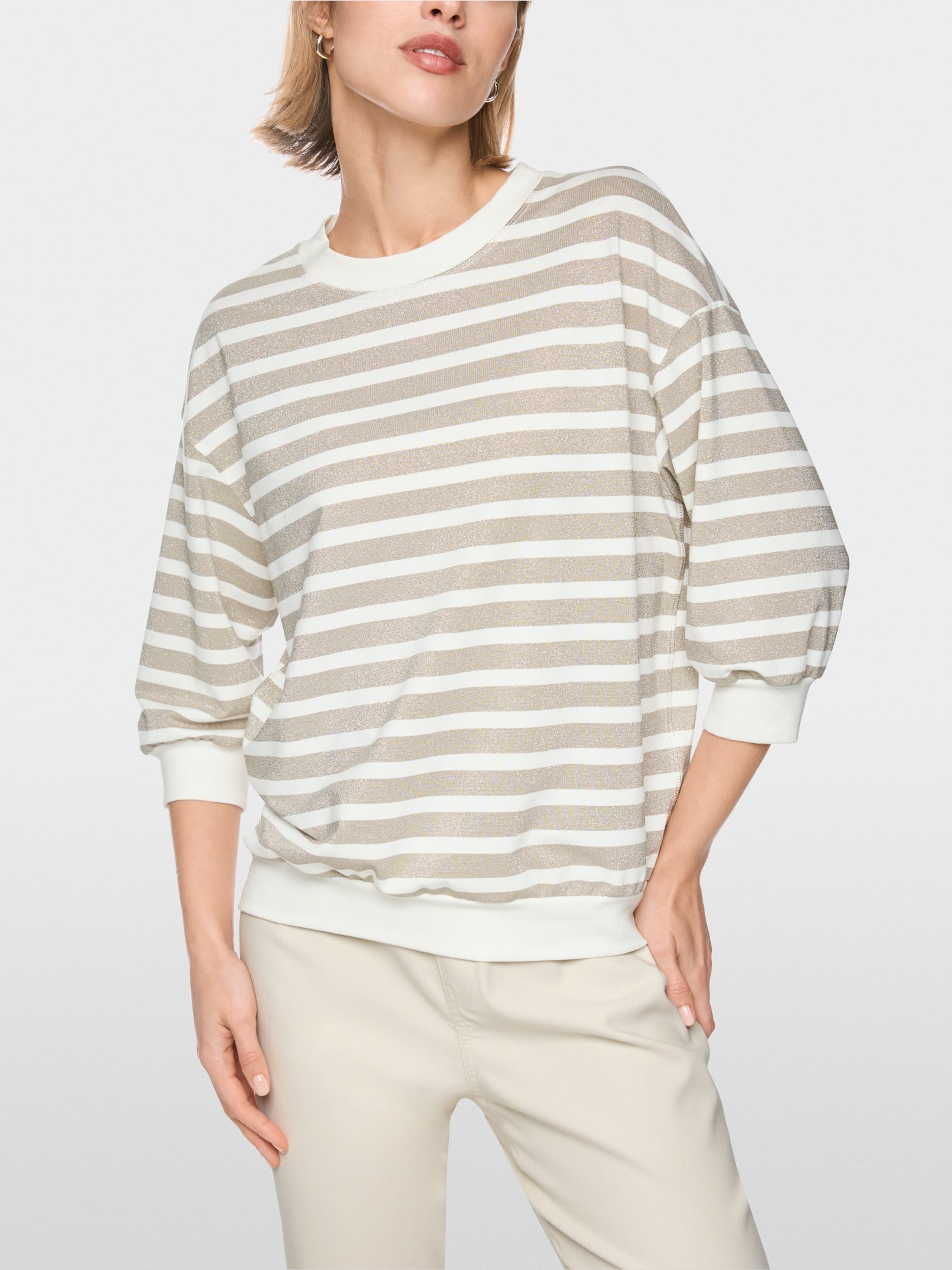 Marc Cain Sports Shirt with Lurex Stripes Champagne Gold BS48.06J01