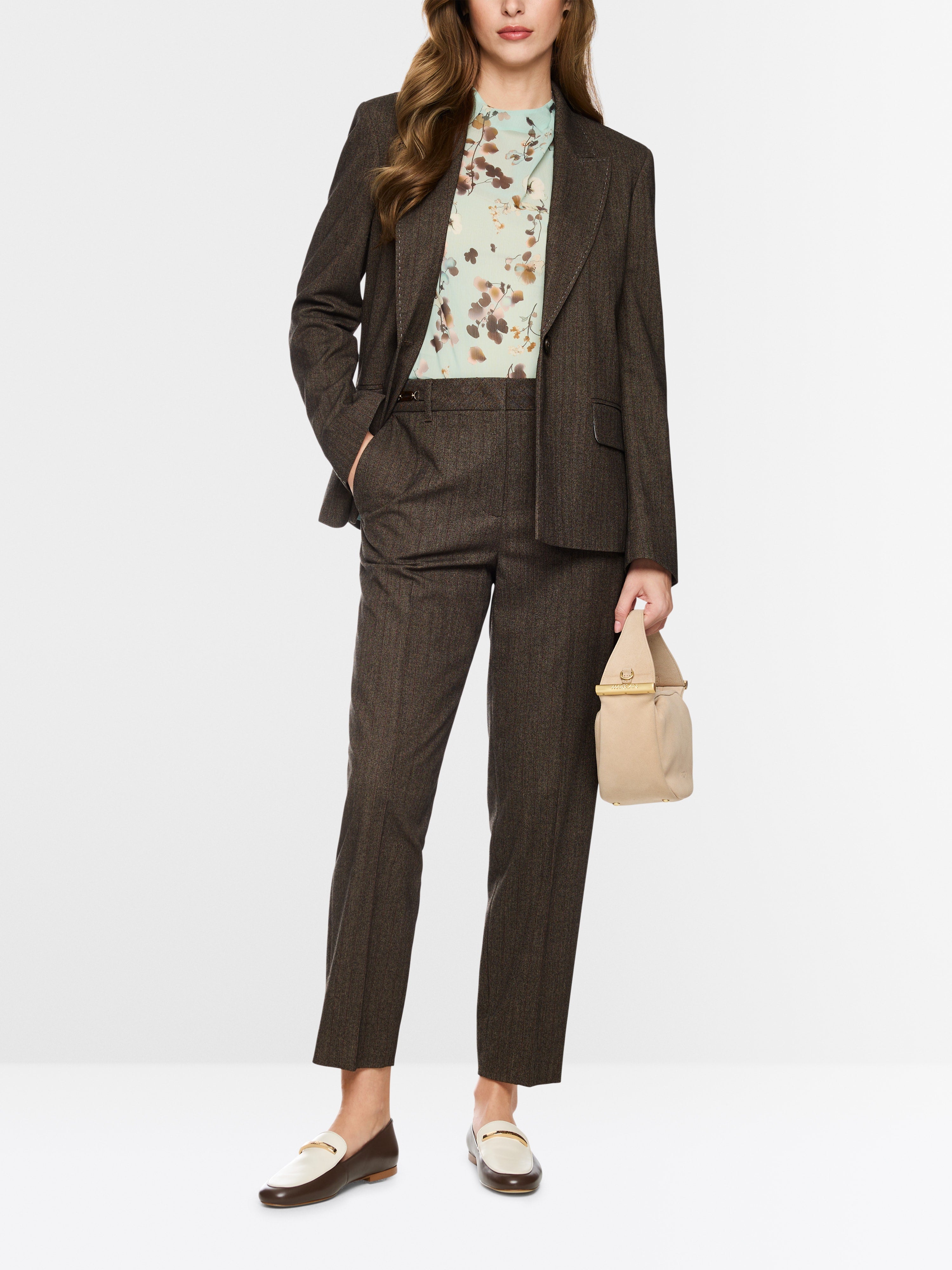 Marc Cain Collections Fordon Herringbone Pants Seal Brown BC81.39W74