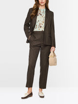 Marc Cain Collections Fordon Herringbone Pants Seal Brown BC81.39W74