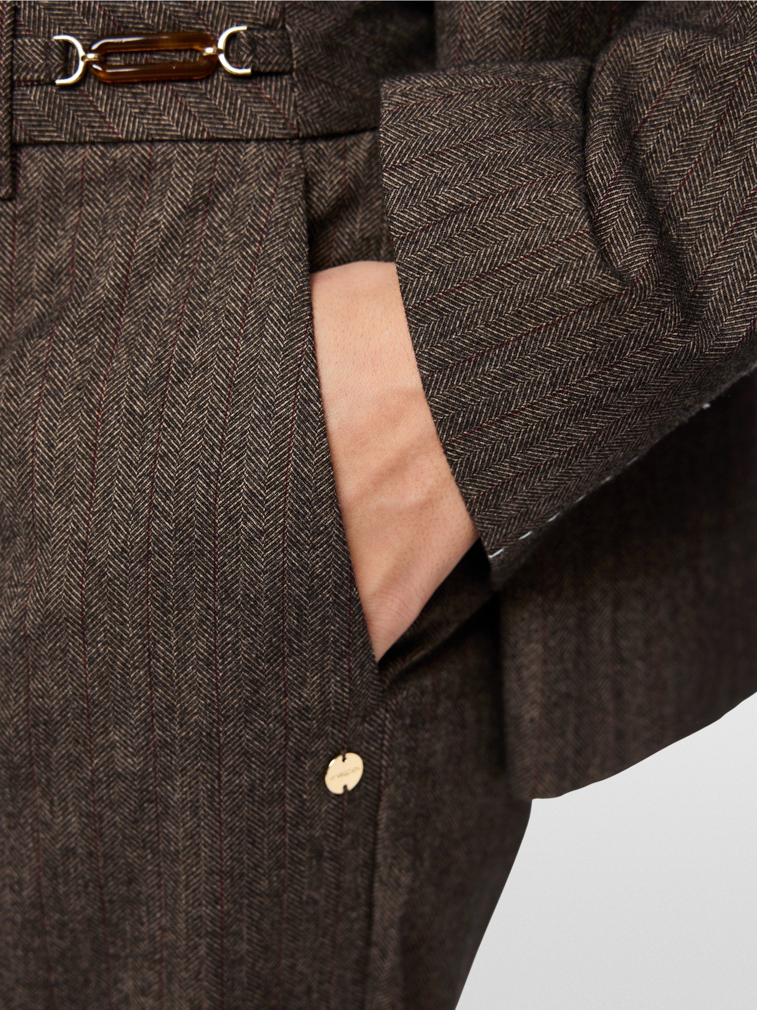 Marc Cain Collections Fordon Herringbone Pants Seal Brown BC81.39W74