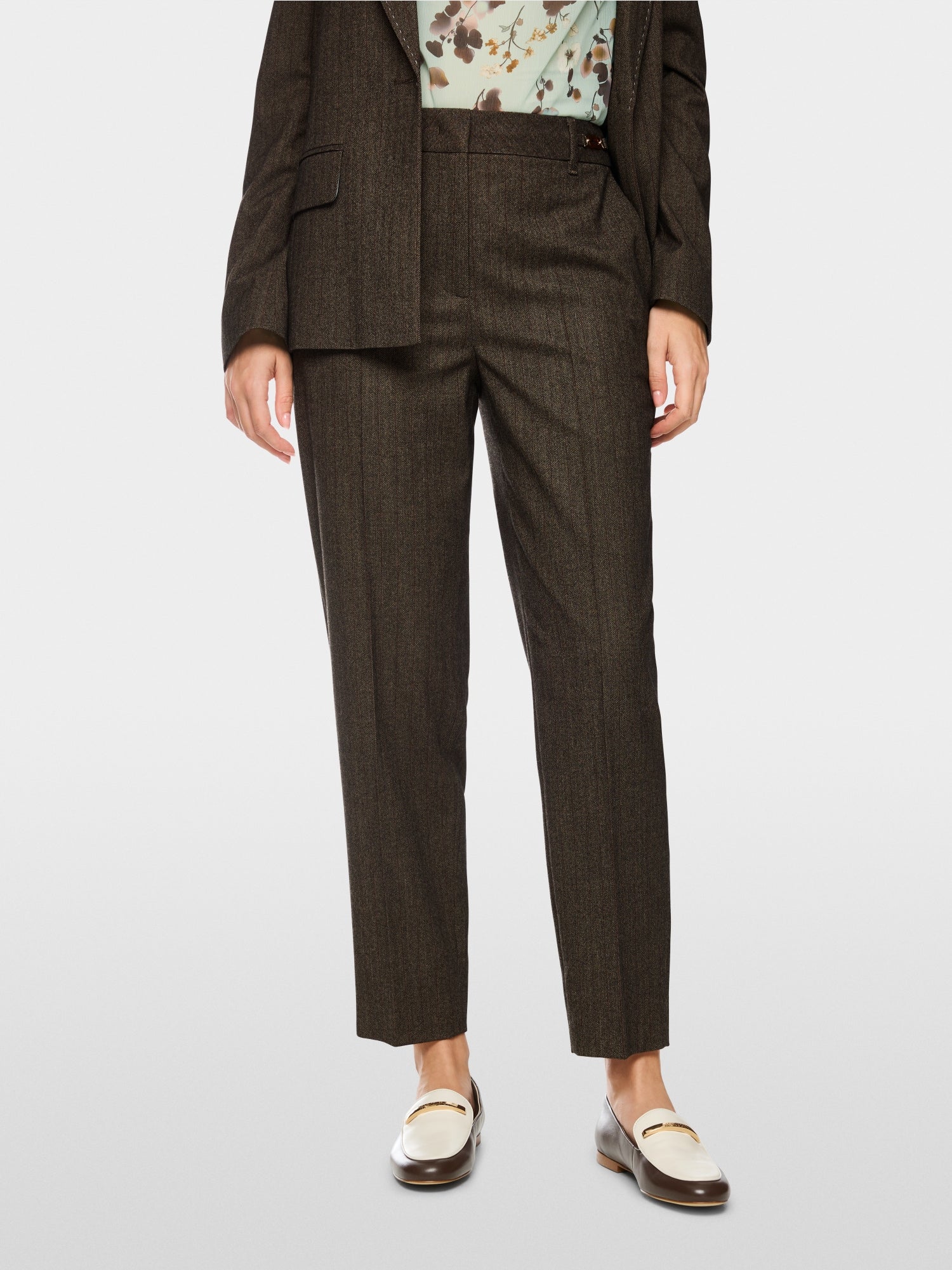 Marc Cain Collections Fordon Herringbone Pants Seal Brown BC81.39W74