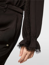 Marc Cain Collections Flowing Blouse with Lace Seal Brown BC51.18W90