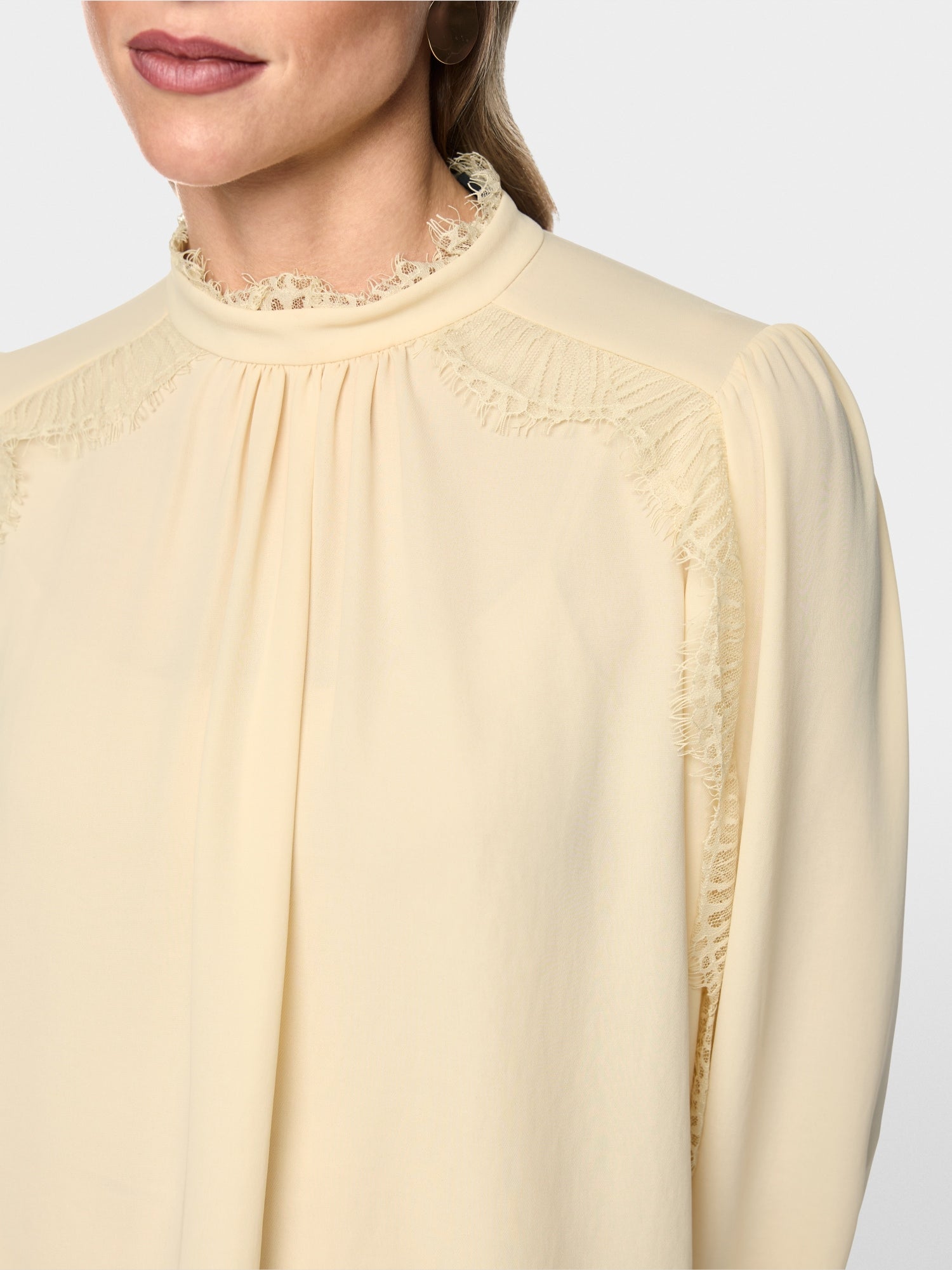 Marc Cain Collections Flowing Blouse with Lace Lambs Wool BC51.18W90