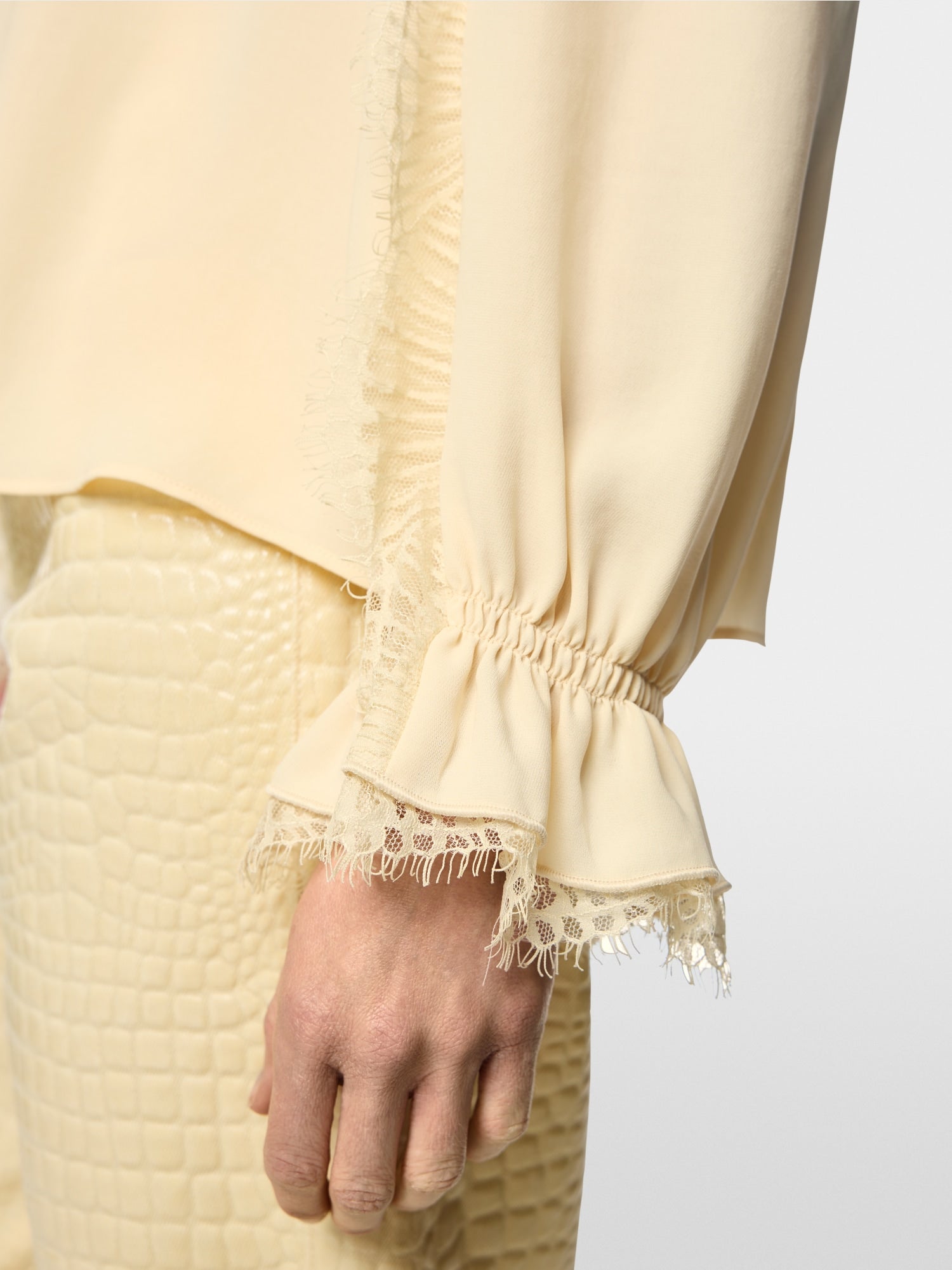 Marc Cain Collections Flowing Blouse with Lace Lambs Wool BC51.18W90