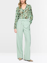 Marc Cain Collections Floral Blouse with Flounces Silt Green BC51.08W54
