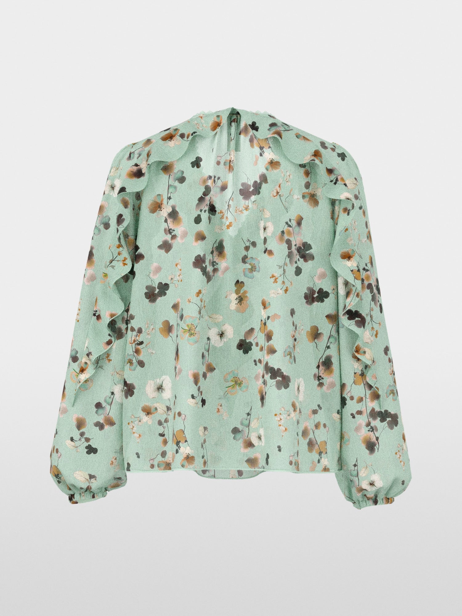 Marc Cain Collections Floral Blouse with Flounces Silt Green BC51.08W54