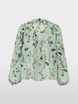 Marc Cain Collections Floral Blouse with Flounces Silt Green BC51.08W54