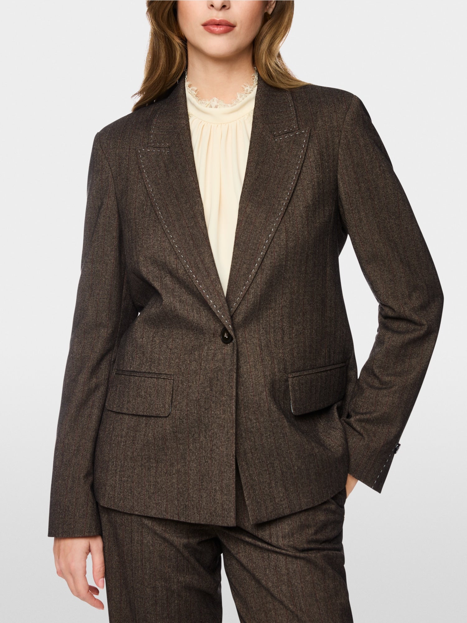 Marc Cain Collections Herringbone Blazer Seal Brown BC34.28W74
