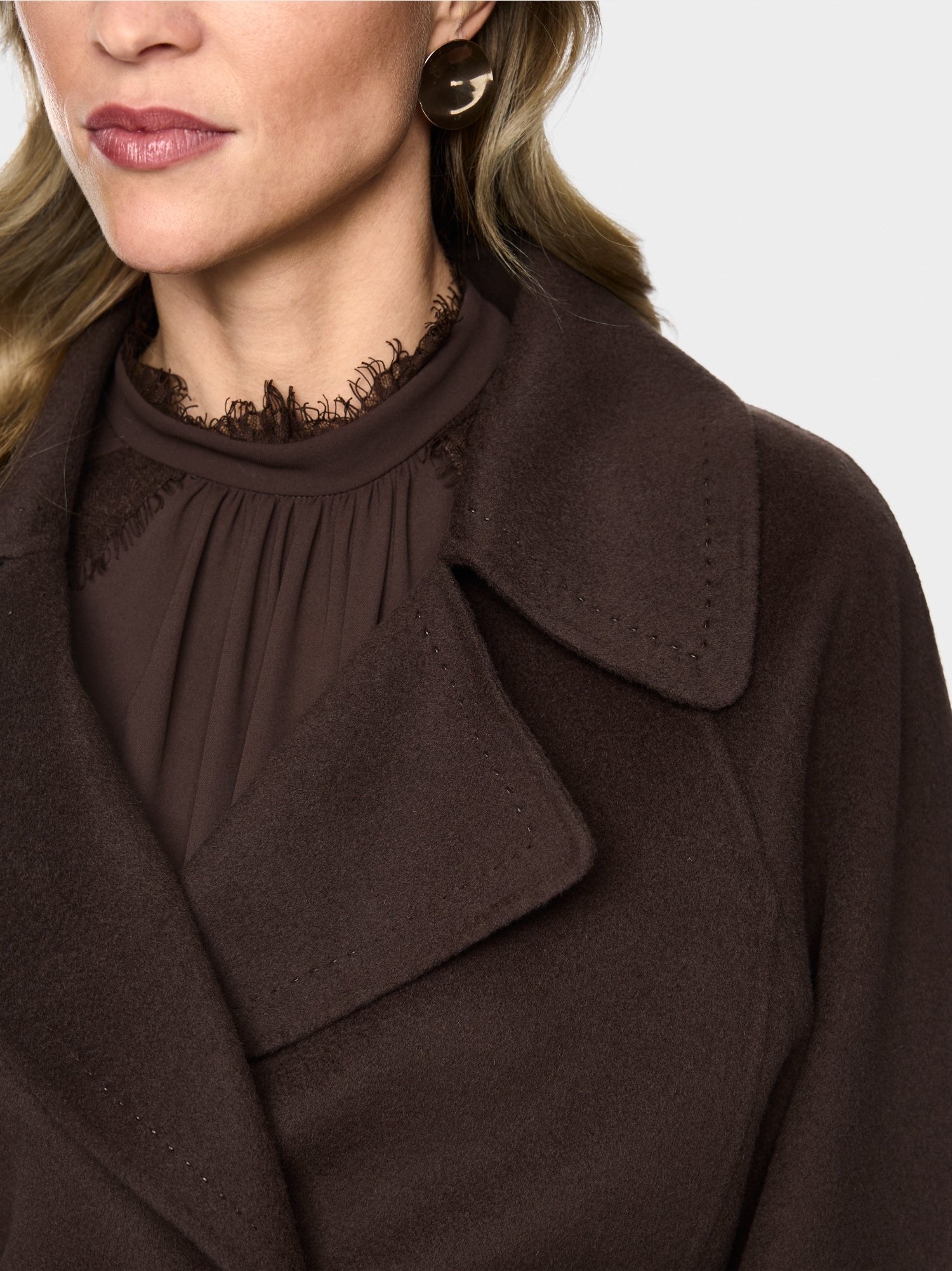 Marc Cain Collections Short Wool Coat Seal Brown BC12.04W33
