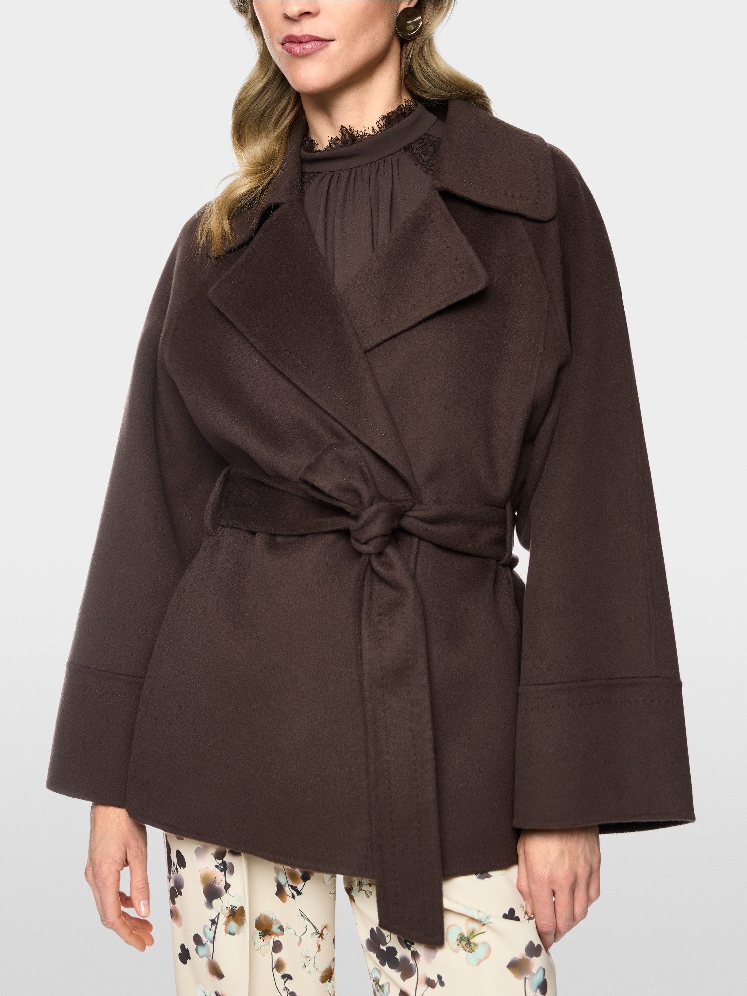 Marc Cain Collections Short Wool Coat Seal Brown BC12.04W33