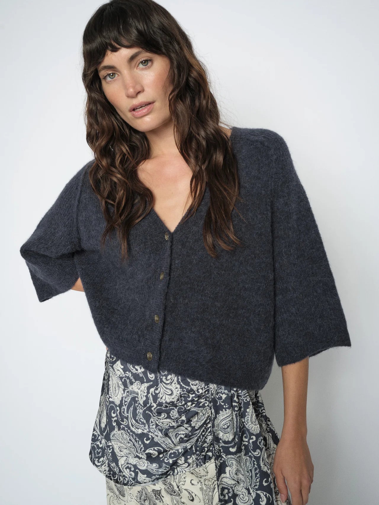 Mos Mosh Thora Lizet Knit Cardigan India Ink