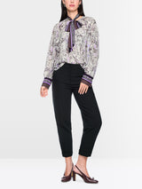 Marc Cain Collections Bow Blouse with Print Purple Rose BC51.09W17