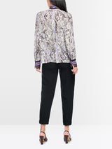 Marc Cain Collections Bow Blouse with Print Purple Rose BC51.09W17
