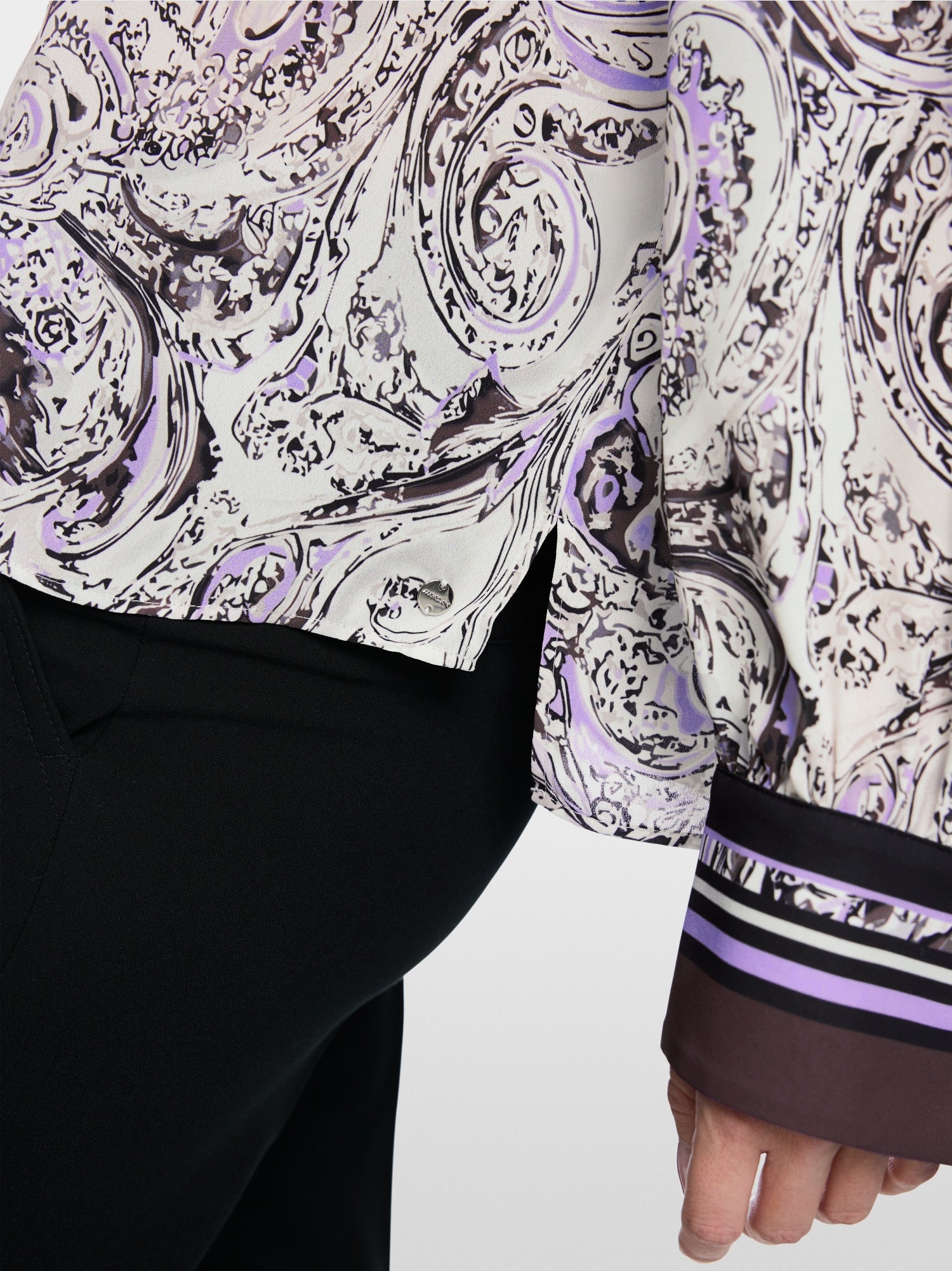 Marc Cain Collections Bow Blouse with Print Purple Rose BC51.09W17