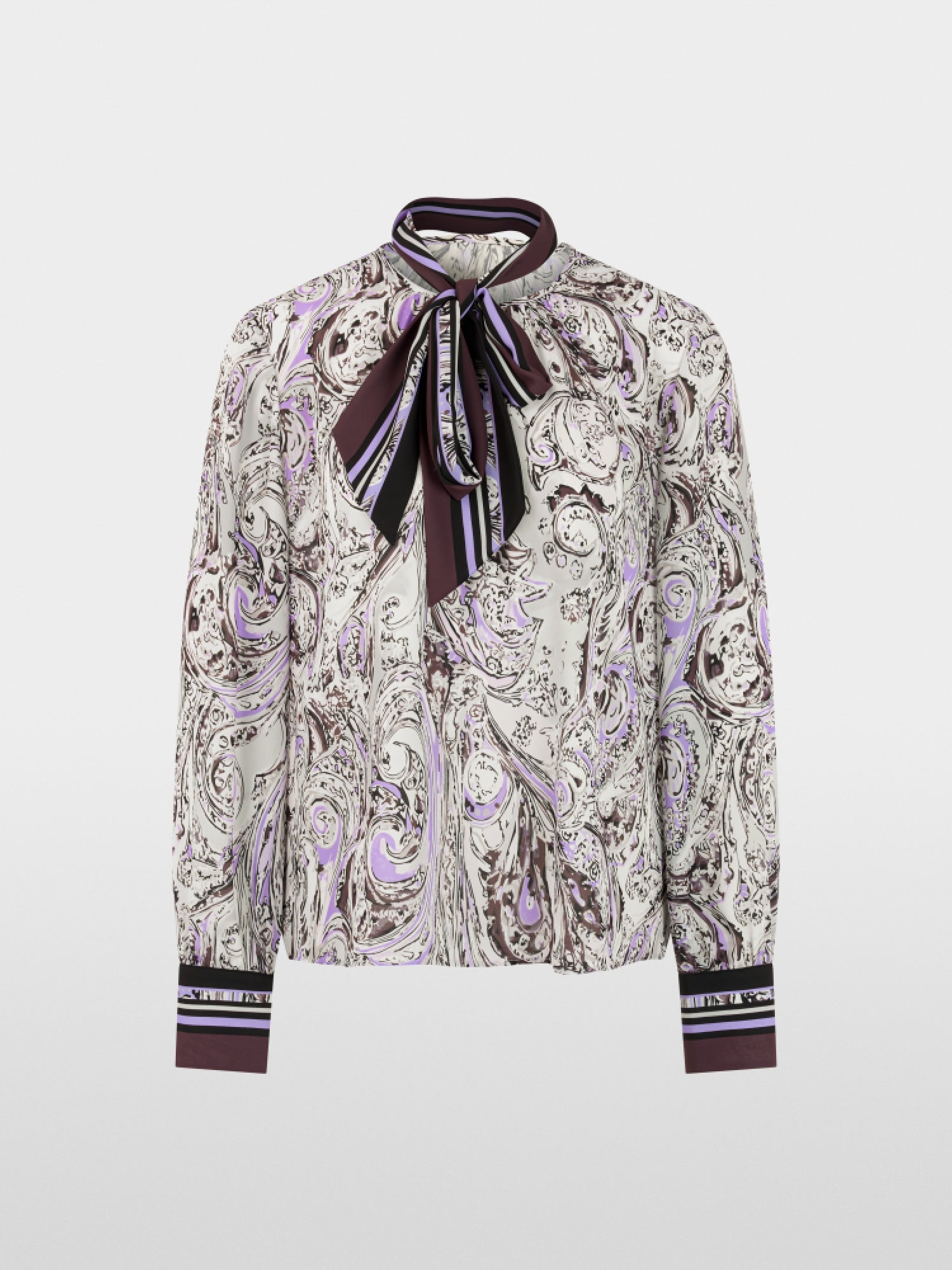 Marc Cain Collections Bow Blouse with Print Purple Rose BC51.09W17