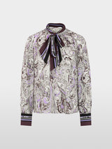 Marc Cain Collections Bow Blouse with Print Purple Rose BC51.09W17