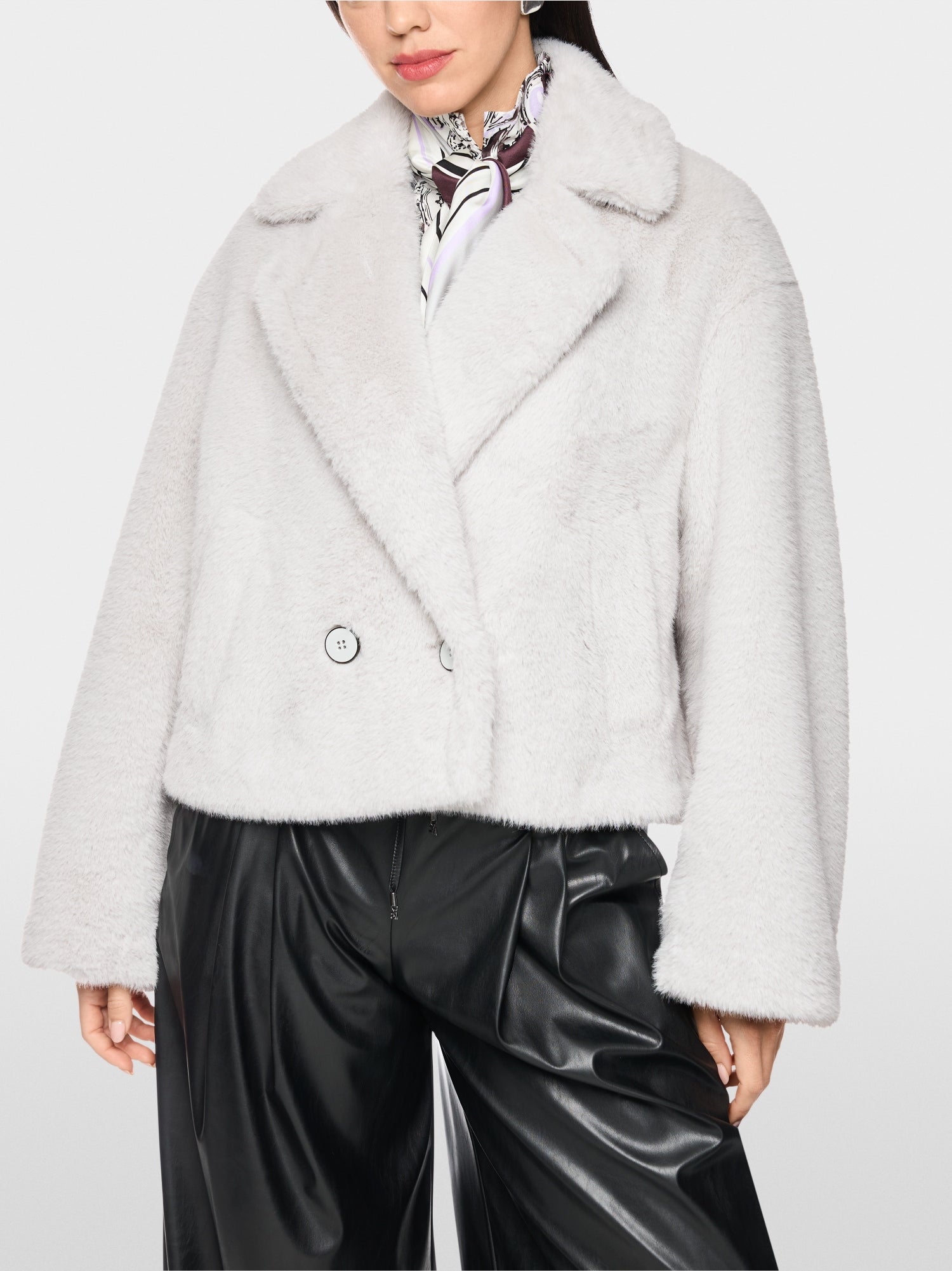 Marc Cain Collections Short Faux Fur Coat Vapour Blue BC12.07W64