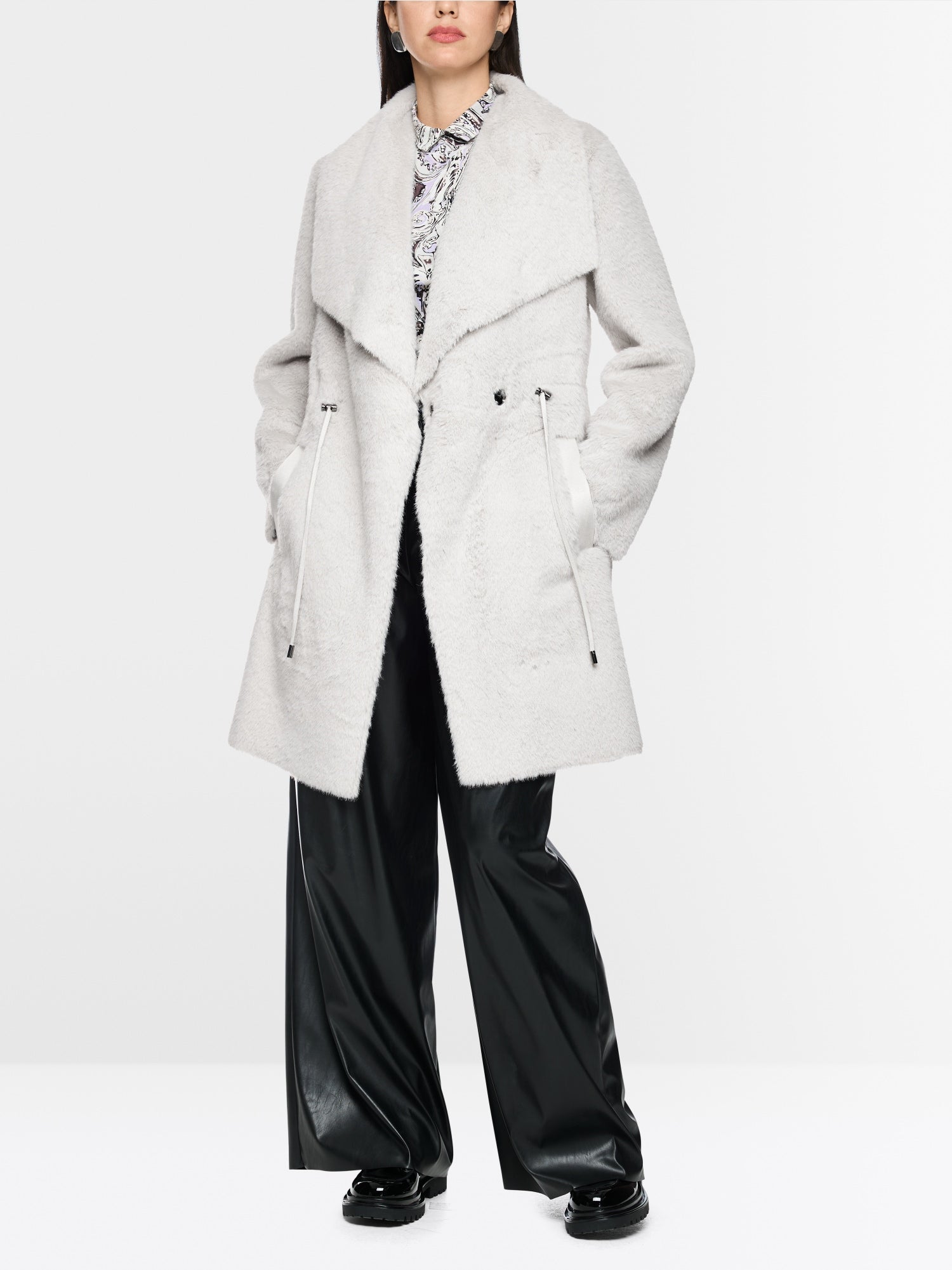 Marc Cain Collections Luxurious Faux Fur Coat Vapour Blue BC11.08W64