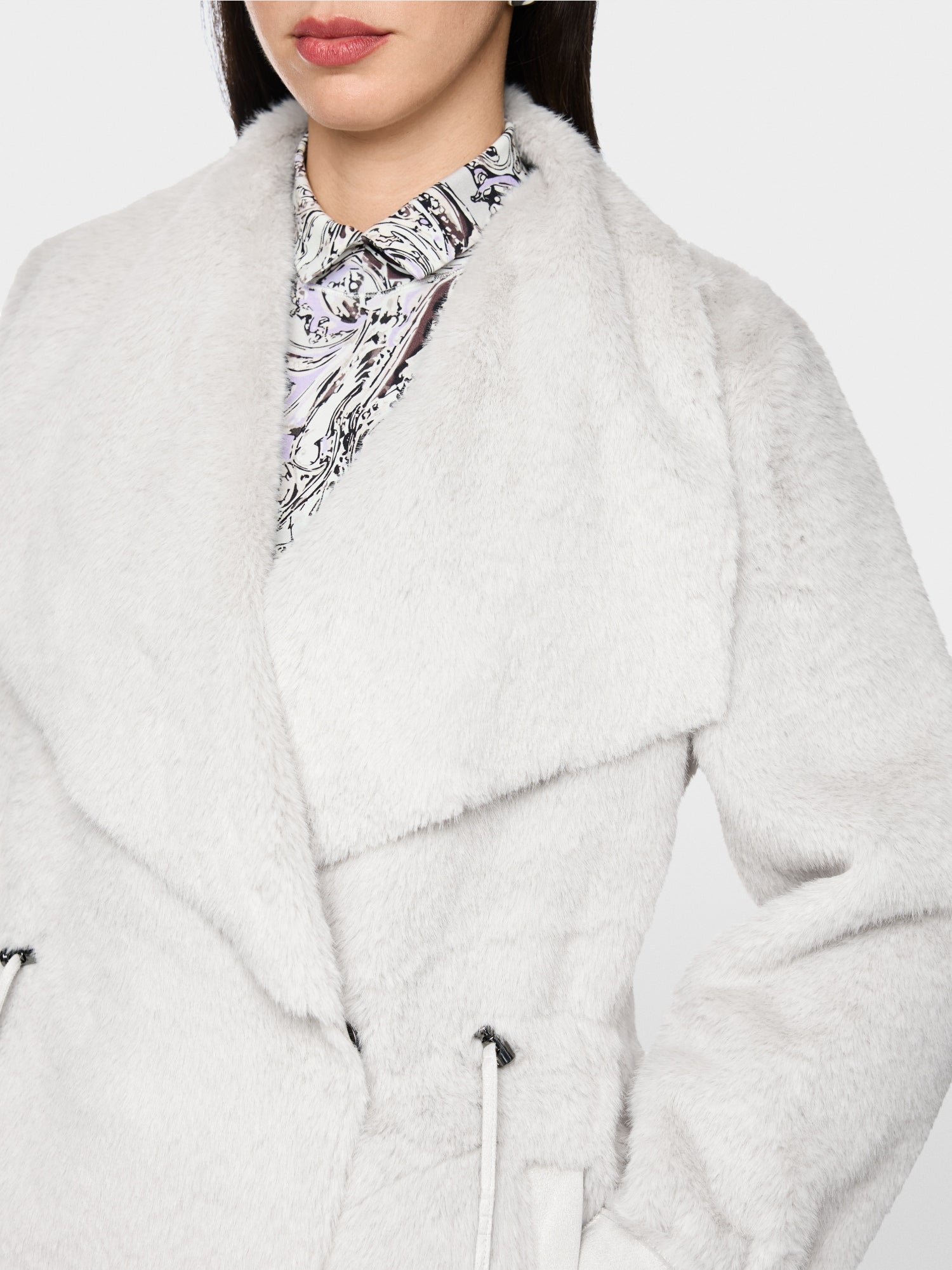 Marc Cain Collections Luxurious Faux Fur Coat Vapour Blue BC11.08W64