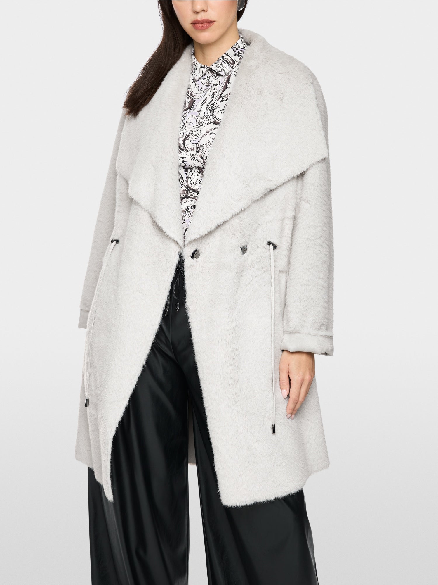 Marc Cain Collections Luxurious Faux Fur Coat Vapour Blue BC11.08W64