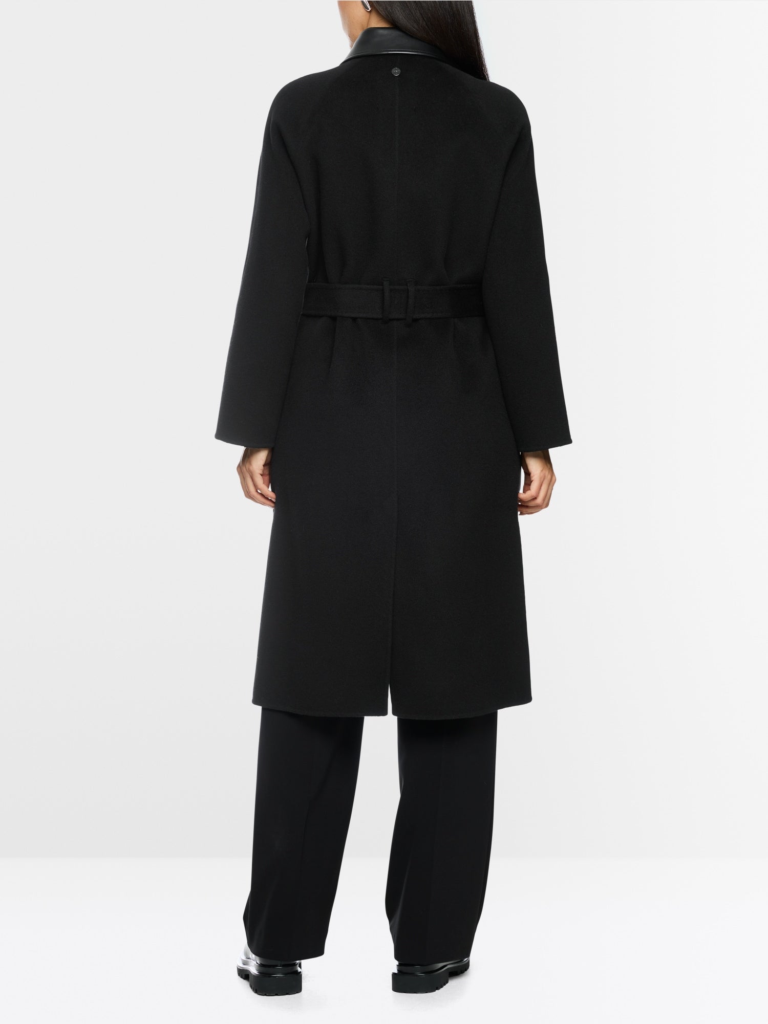 Marc Cain Collections Short Coat with Leather Detailing Black BC11.06W33