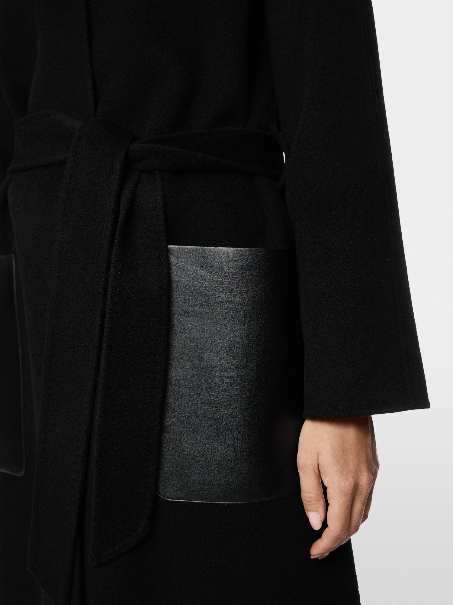 Marc Cain Collections Short Coat with Leather Detailing Black BC11.06W33