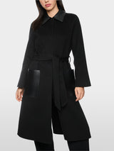 Marc Cain Collections Short Coat with Leather Detailing Black BC11.06W33