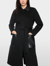 Marc Cain Collections Short Coat with Leather Detailing Black BC11.06W33