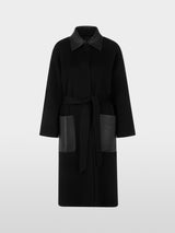 Marc Cain Collections Short Coat with Leather Detailing Black BC11.06W33