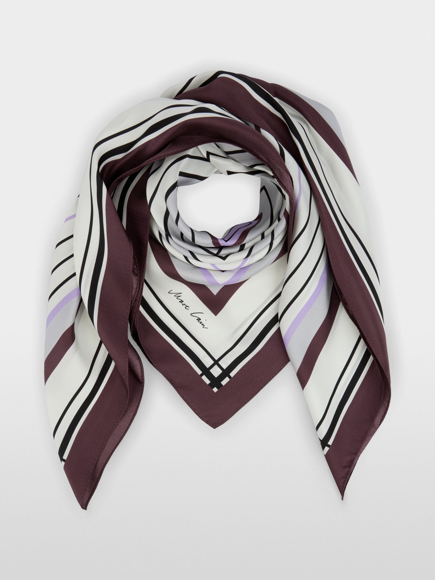 Marc Cain Collections Solk Scarf with Graphic Design Vapour Blue BCB1.04Z58