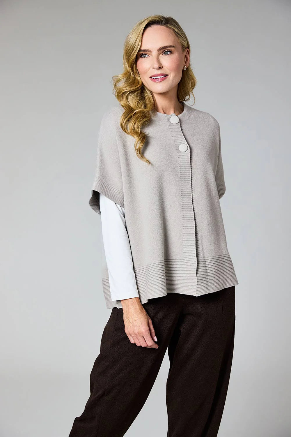 d.e.c.k. By Decollage Short Sleeve Cardi Grisaille