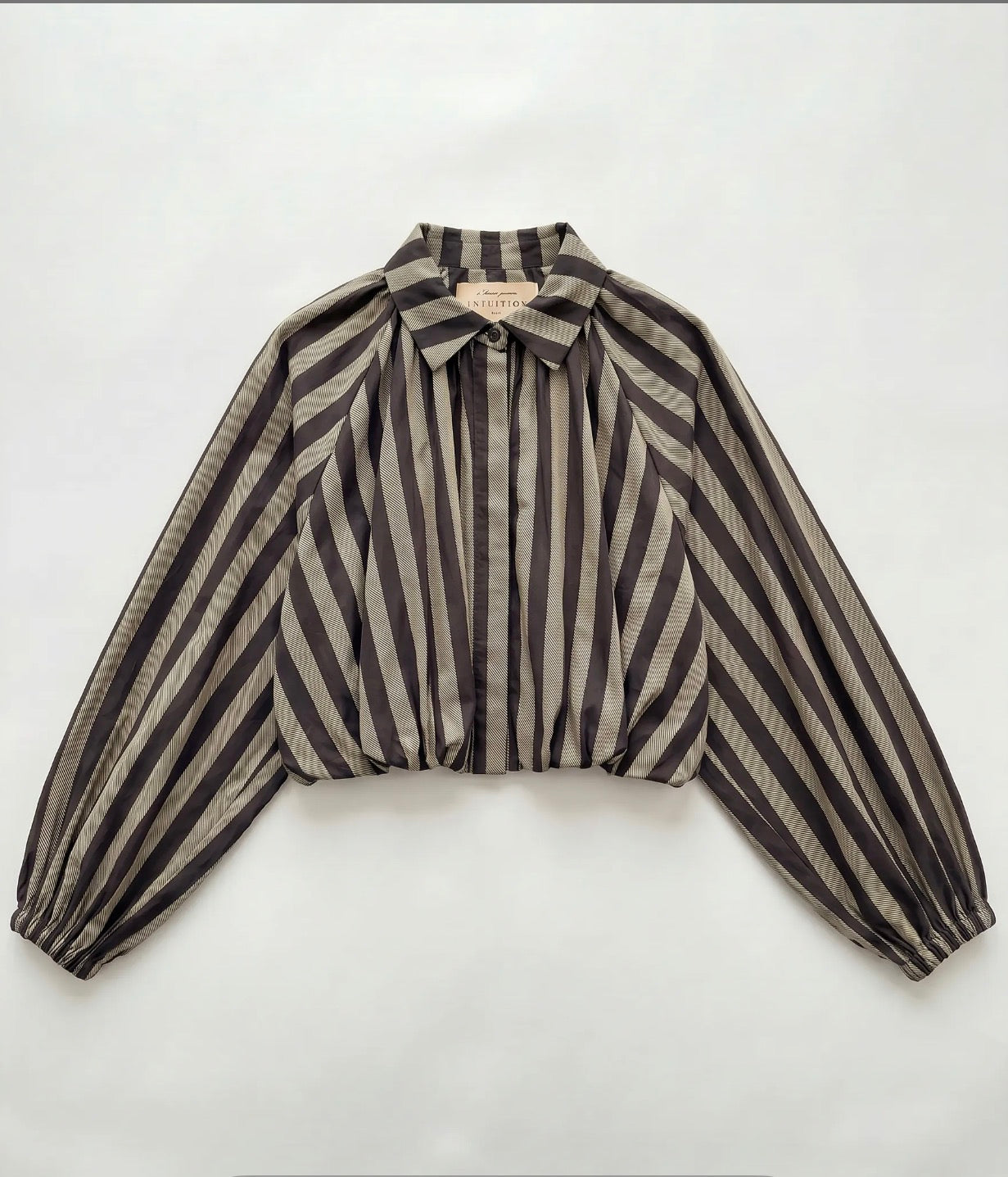 FROCKS Sophie Stripe Puff Blouse Chocolate