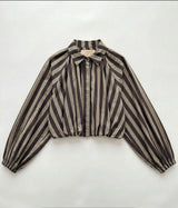 FROCKS Sophie Stripe Puff Blouse Chocolate