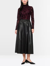 Marc Cain Collections Leather Look MIDI Skirt Black BC71.10J20