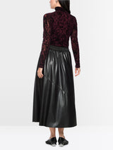 Marc Cain Collections Leather Look MIDI Skirt Black BC71.10J20