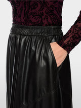 Marc Cain Collections Leather Look MIDI Skirt Black BC71.10J20