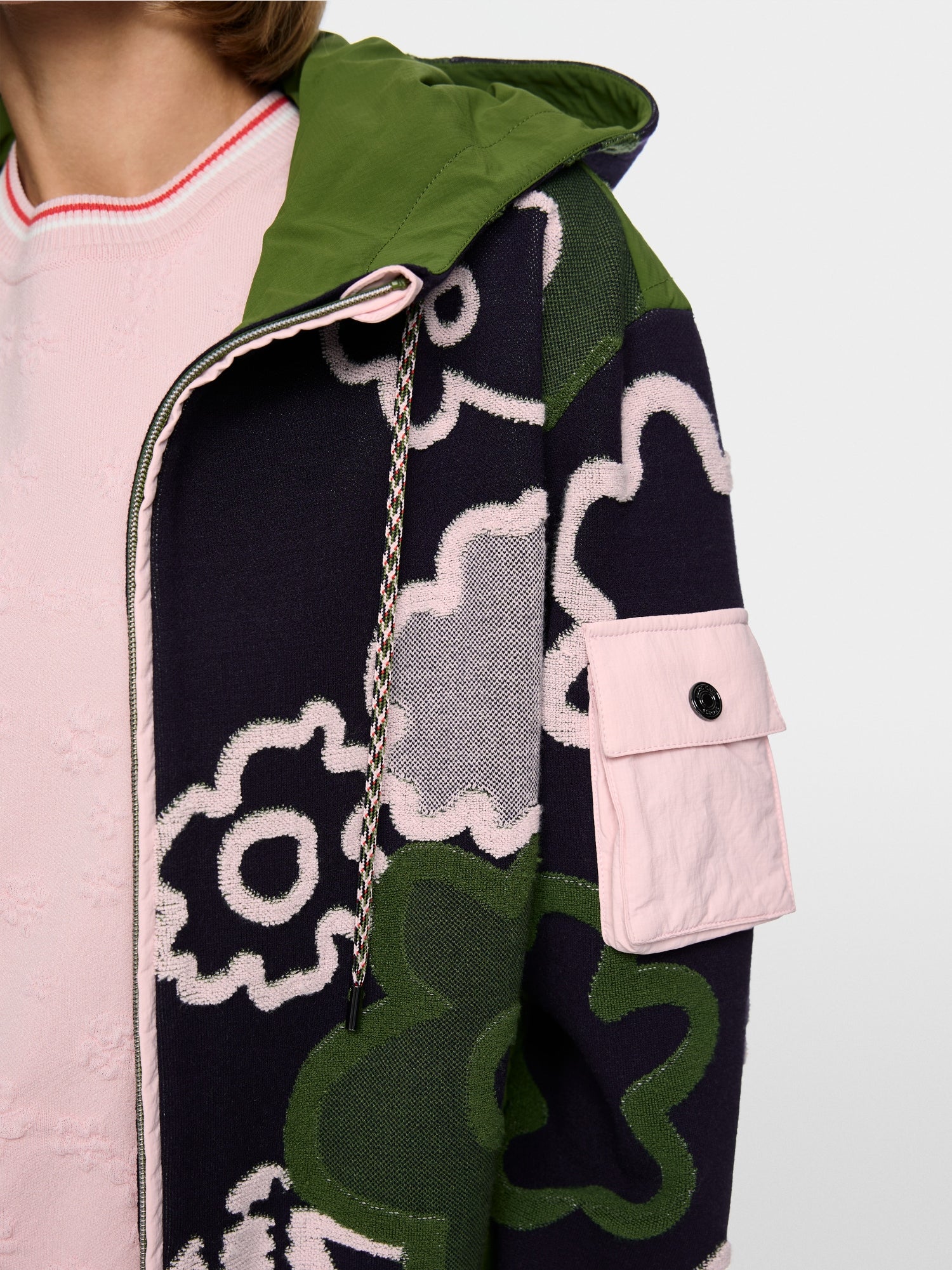 Marc Cain Collections Sporty Cardigan with Floral Pattern BS39.10M54