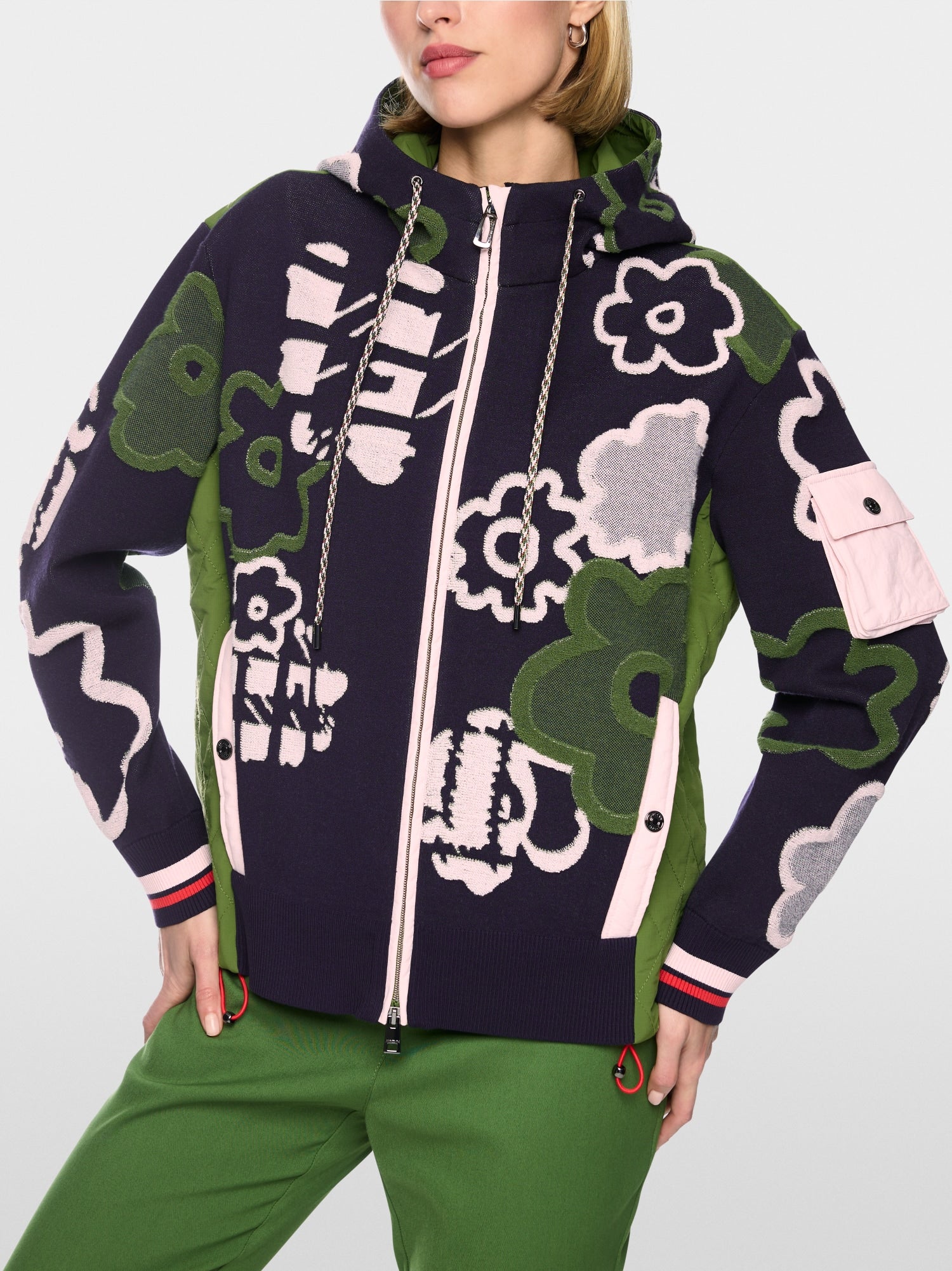 Marc Cain Collections Sporty Cardigan with Floral Pattern BS39.10M54