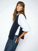 Mos Mosh Thora Tie Knit Grey Salute Navy