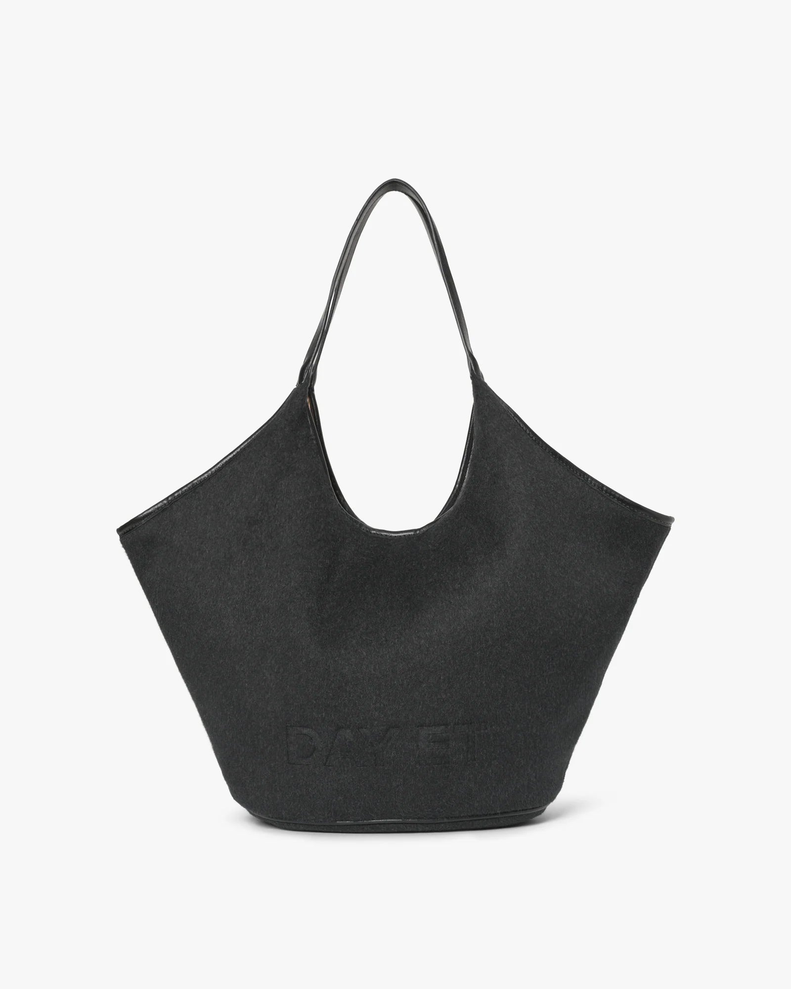 DAY ET Medium Woollen Shoulder Bag Dark Grey Mélange